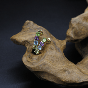Earrings Purple Green 14 Carat Real Gold