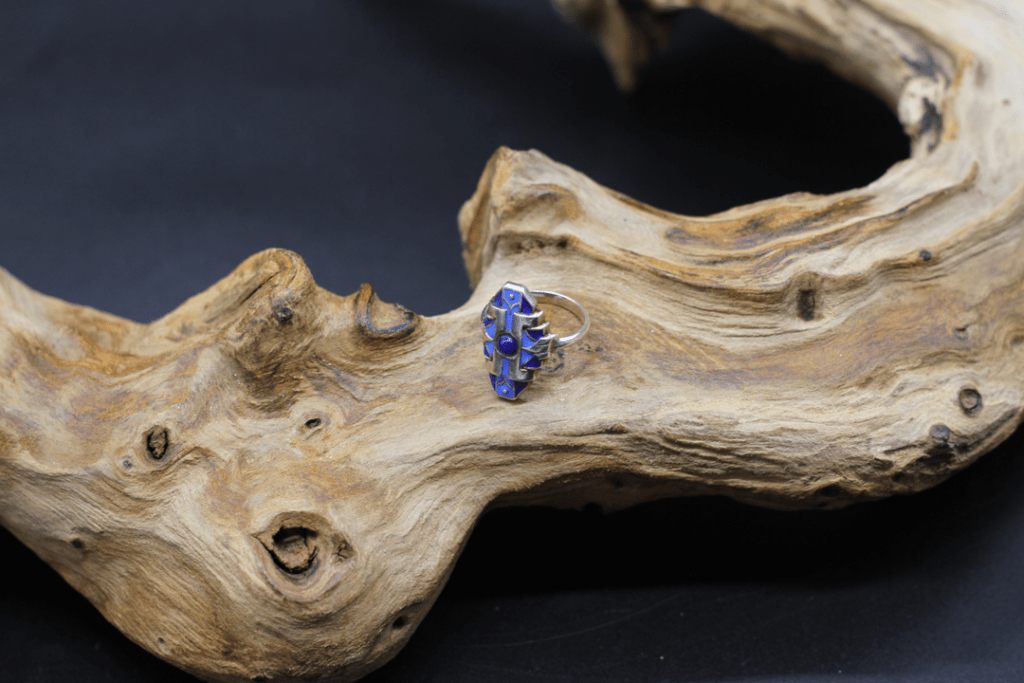 Vint.Ant. Silver Ring Emaille