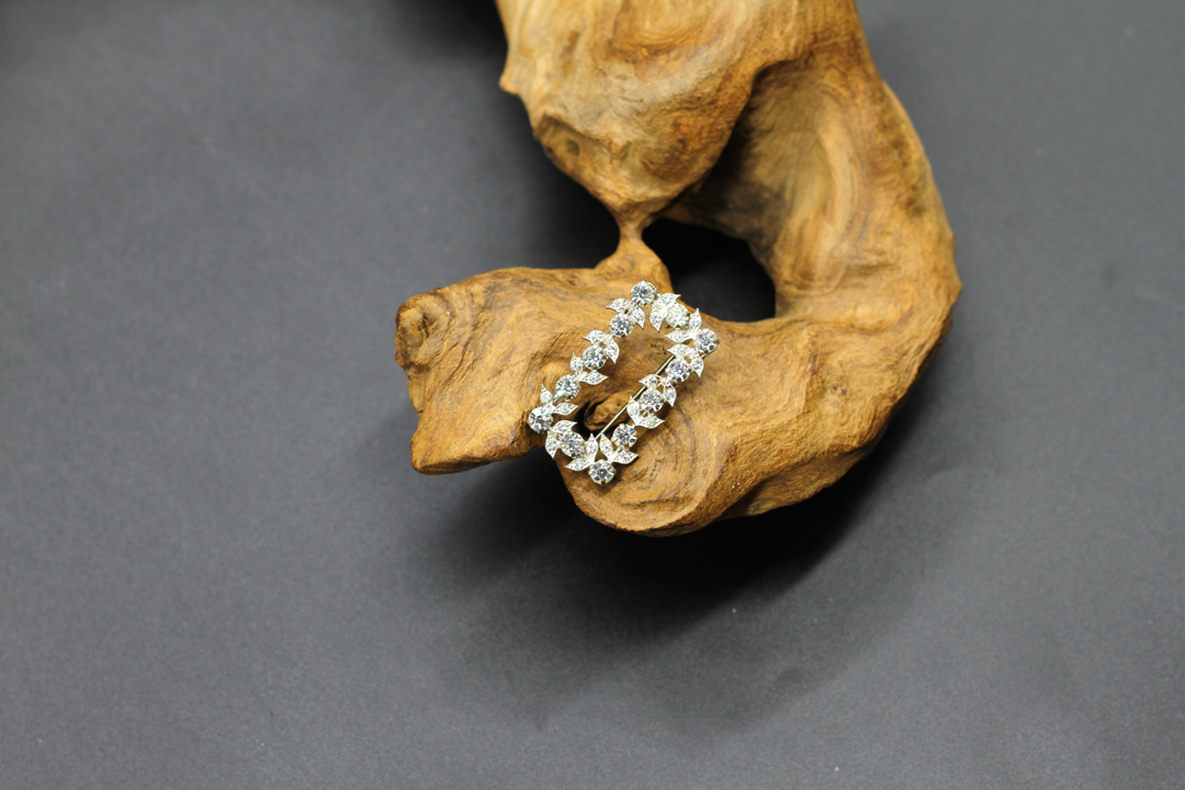 Vint.Ant. Flowerbed Rhinestone Brooch – Bild 7