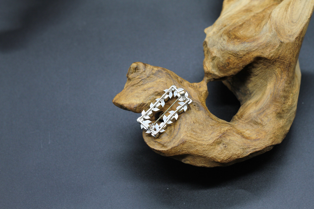 Vint.Ant. Flowerbed Rhinestone Brooch – Bild 3