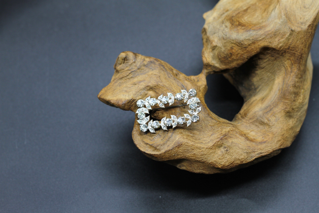Vint.Ant. Flowerbed Rhinestone Brooch – Bild 2
