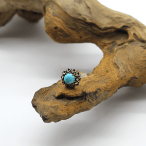 Unique Antique Silver Ring with hand selected Turquoise Stone