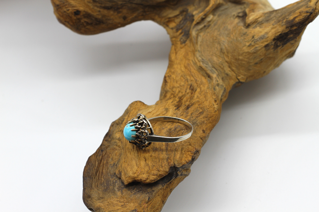 Unique Antique Silver Ring with hand selected Turquoise Stone